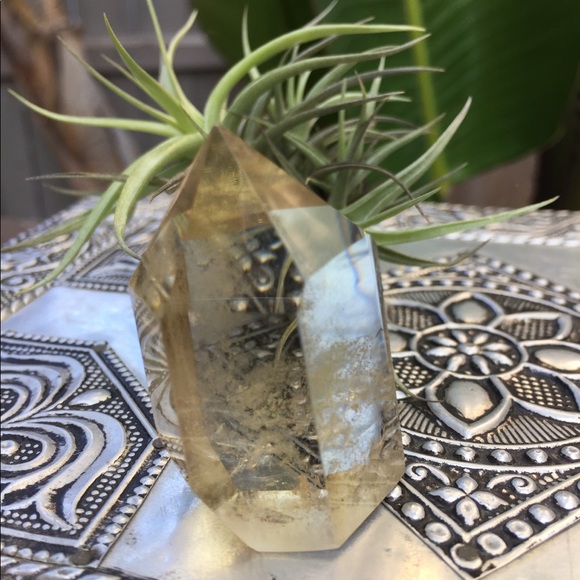 Accessories - Smoky Citrine Point rare natural bubbles wand